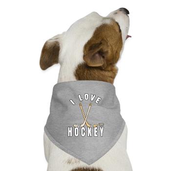 I Love Hockey I Eishockey I Geschenk - Hunde-Bandana Dreieckstuch - Grau meliert - Vorne