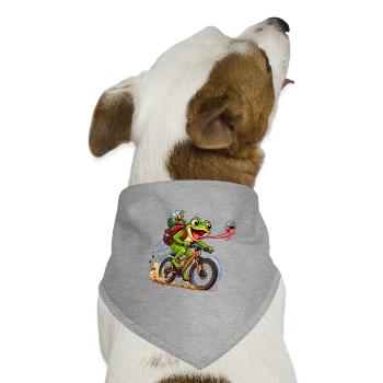 Funny Frog Riding Bicycle Cartoon - Hunde-Bandana Dreieckstuch - Grau meliert - Vorne