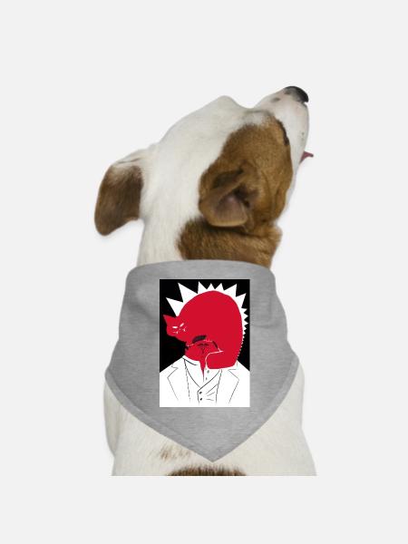 Verrückte Katze - Hunde-Bandana Dreieckstuch - Grau meliert
