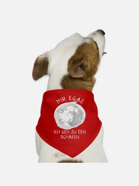 Mir Egal ich geh zu den Schaf Spruch - Hunde-Bandana Dreieckstuch - Rot