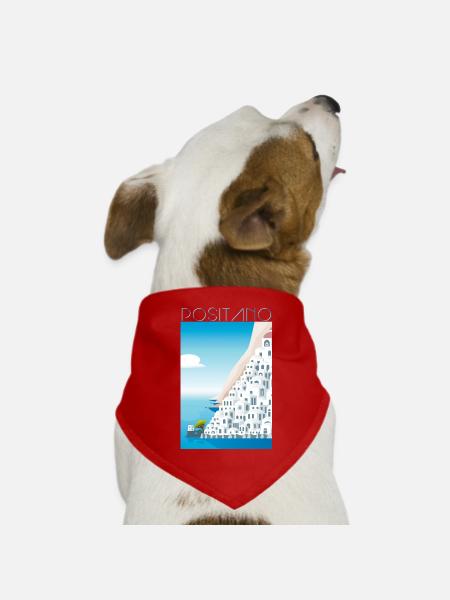 Positano CostaBlu Weiße Häuser - Hunde-Bandana Dreieckstuch - Rot