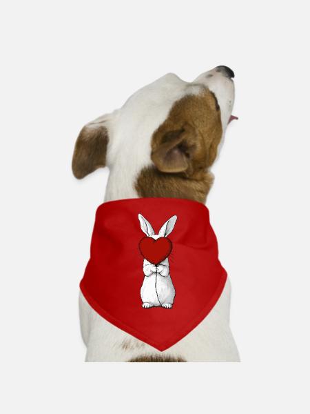 Häschen Herzumarmung - Hunde-Bandana Dreieckstuch - Rot