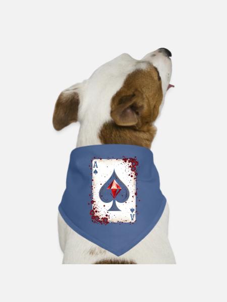 Ass Pik Spielkarte Gruppenkostüm Fasching - Hunde-Bandana Dreieckstuch - Taubenblau