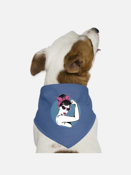 Rockabilly Girl - Hunde-Bandana Dreieckstuch - Taubenblau