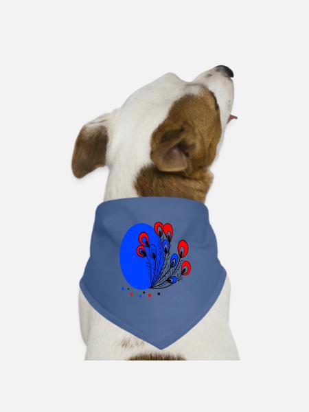 Osterei mit Pfauenfedern - Hunde-Bandana Dreieckstuch - Taubenblau