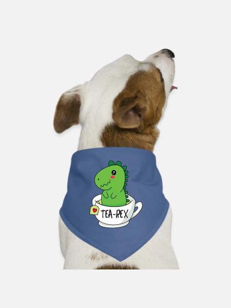 Tea Rex - Hunde-Bandana Dreieckstuch - Taubenblau