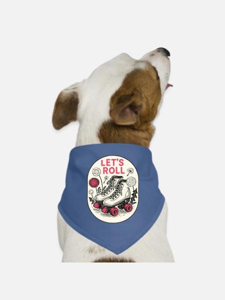 Let's Roll Retro Rollschuhe - Hunde-Bandana Dreieckstuch - Taubenblau