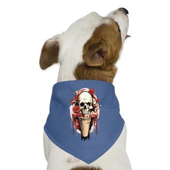 Skull Eistüte mit Rosen und Wachs - Hunde-Bandana Dreieckstuch - Taubenblau - Vorne