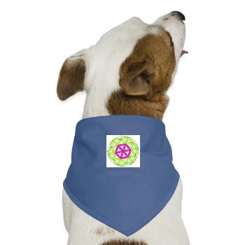 Blume des Lebens pink grün - Hunde-Bandana Dreieckstuch - Taubenblau - Vorne
