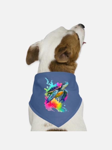 Meeresschildkröte - Hunde-Bandana Dreieckstuch - Taubenblau