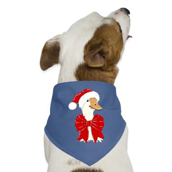 Weihnachtsente mit rotem Band - Hunde-Bandana Dreieckstuch - Taubenblau - Vorne