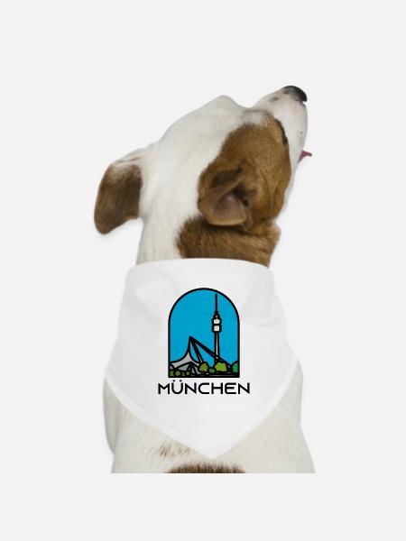 München - Olympiaturm - Hunde-Bandana Dreieckstuch - Weiß