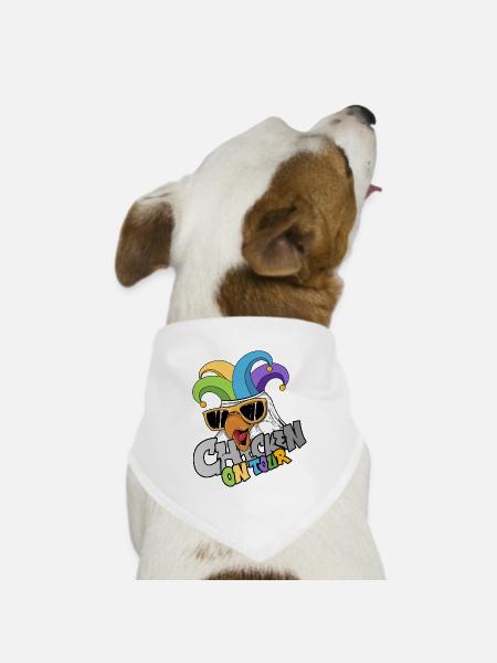 Karneval Fasching Chicken on Tour Konfetti Parade - Hunde-Bandana Dreieckstuch - Weiß