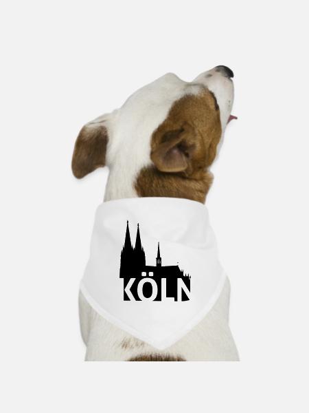 Kölner Dom - Hunde-Bandana Dreieckstuch - Weiß