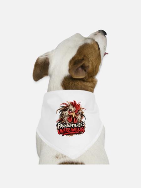 Frühaufsteher Unfreiwillig - Genervter Hahn - Hunde-Bandana Dreieckstuch - Weiß