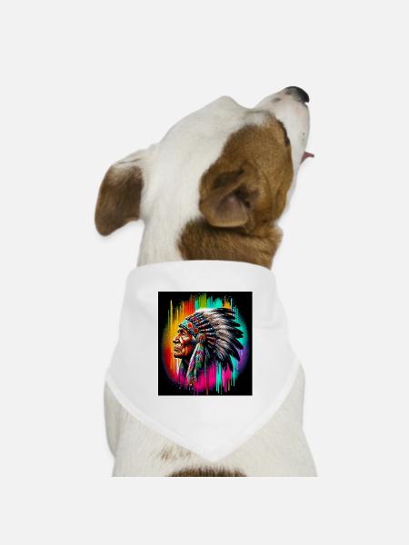 Amerikanisch, Indianer, Amerikaner - Hunde-Bandana Dreieckstuch - Weiß