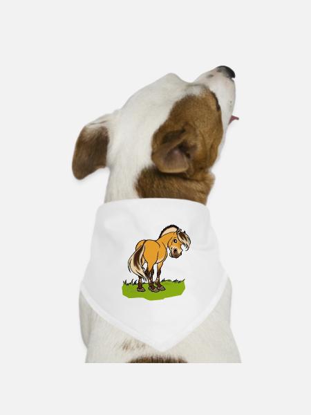 Freundliches Fjordpferd (Ohne Text) - Hunde-Bandana Dreieckstuch - Weiß