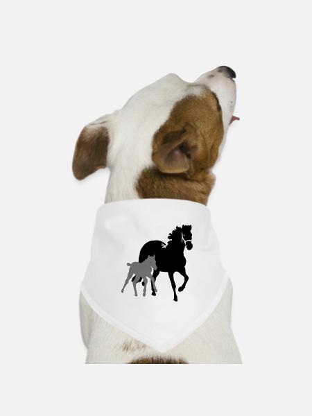 Stute mit Fohlen - Hunde-Bandana Dreieckstuch - Weiß