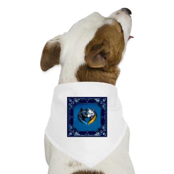 Majestätische Wolfsköpfe. - Hunde-Bandana Dreieckstuch - Weiß - Vorne