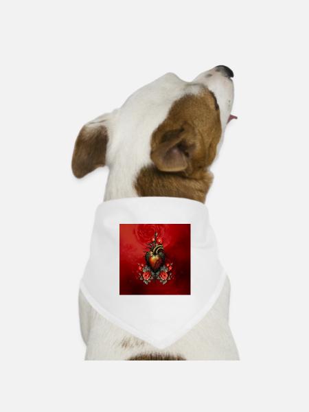Die gotische Eleganz des Herzens, - Hunde-Bandana Dreieckstuch - Weiß