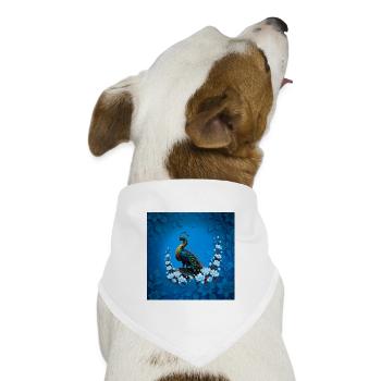 Der majestätische Pfau - Hunde-Bandana Dreieckstuch - Weiß - Vorne