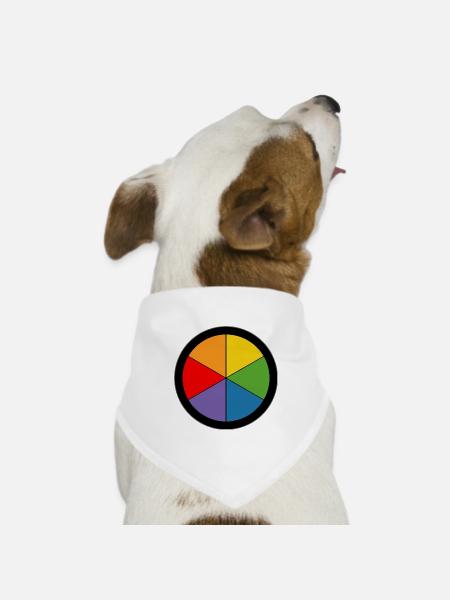 Regenbogen Farbkreis - Hunde-Bandana Dreieckstuch - Weiß