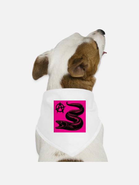 Anarchischer schwarzer Aal auf Neonpink - Hunde-Bandana Dreieckstuch - Weiß