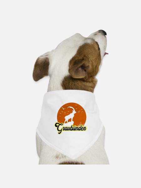 Graubünden Ibex Mondsilhouette - Hunde-Bandana Dreieckstuch - Weiß