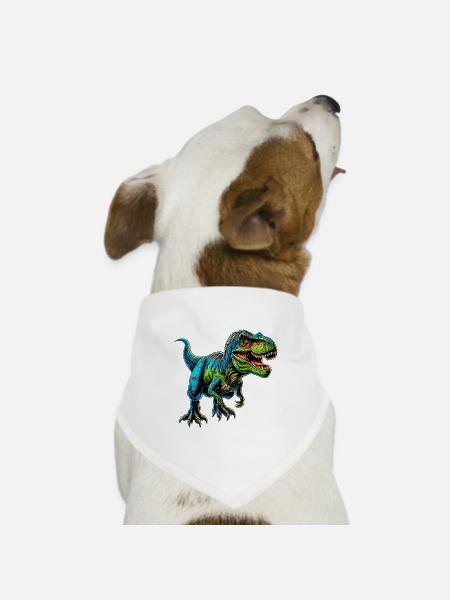 Dinosaurier - Hunde-Bandana Dreieckstuch - Weiß