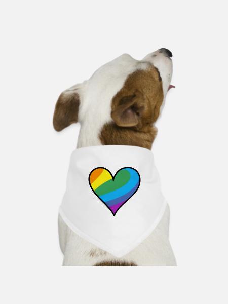 Regenbogenherz Pride Print - Hunde-Bandana Dreieckstuch - Weiß