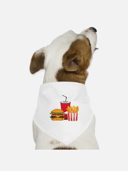 Burger, Soda, Pommes. - Hunde-Bandana Dreieckstuch - Weiß