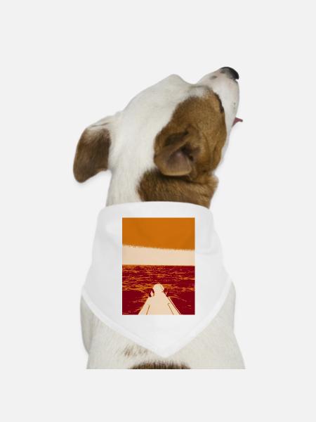 Wellenreiten - Hunde-Bandana Dreieckstuch - Weiß