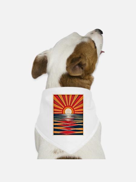 Retro Glow - Hunde-Bandana Dreieckstuch - Weiß