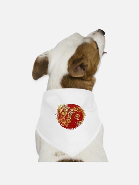 Drache Chinesisches Tierkreiszeichen Horoskop - Hunde-Bandana Dreieckstuch - Weiß