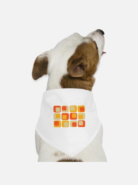 70er Jahre Muster - Hunde-Bandana Dreieckstuch - Weiß
