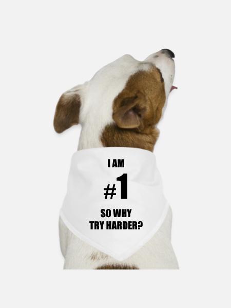 I am number 1, so why try harder? - Hunde-Bandana Dreieckstuch - Weiß