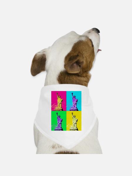 Freedom PopArt Quadri - Hunde-Bandana Dreieckstuch - Weiß