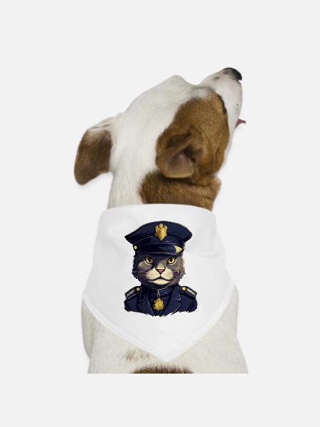 Katzen Polizei - Hunde-Bandana Dreieckstuch - Weiß