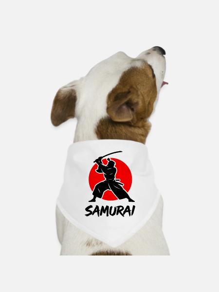 Samurai - Hunde-Bandana Dreieckstuch - Weiß