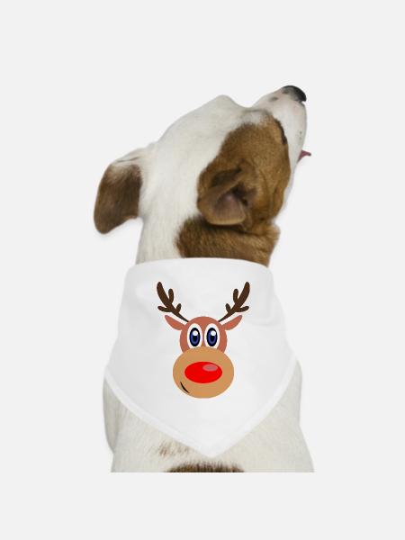 Rudolph Weihnachten Rentier Gesicht - Hunde-Bandana Dreieckstuch - Weiß