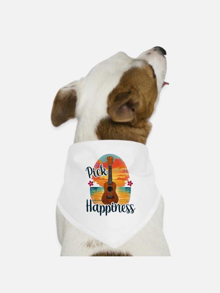 Pick Happiness! Ukulele Sunset - Hunde-Bandana Dreieckstuch - Weiß