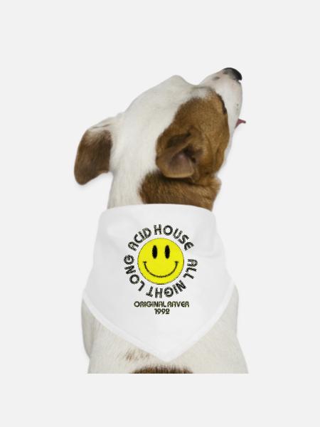 Original Raver Acid House - Hunde-Bandana Dreieckstuch - Weiß