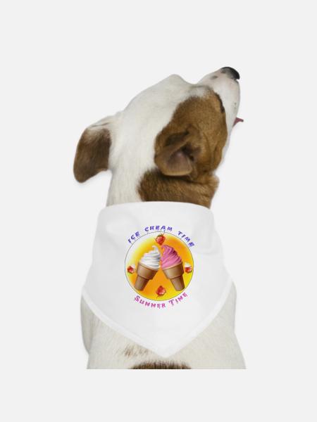 Eiscreme Zeit - Sommer Zeit - Hunde-Bandana Dreieckstuch - Weiß