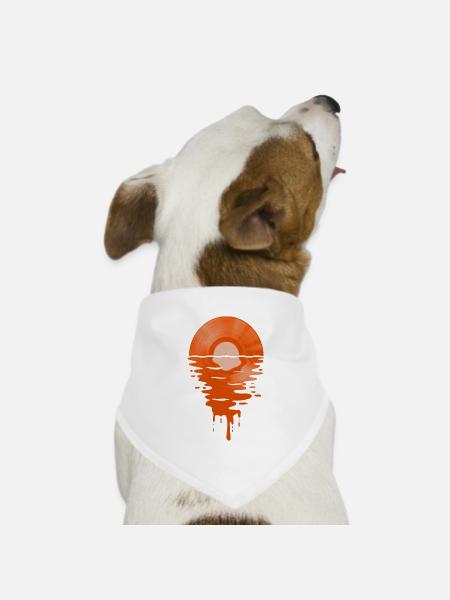 Coole Musik vinyl retro orange - Hunde-Bandana Dreieckstuch - Weiß