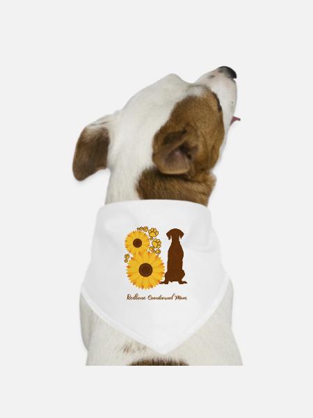 Sonnenblumenmutter - Redbone Coonhound - Hunde-Bandana Dreieckstuch - Weiß