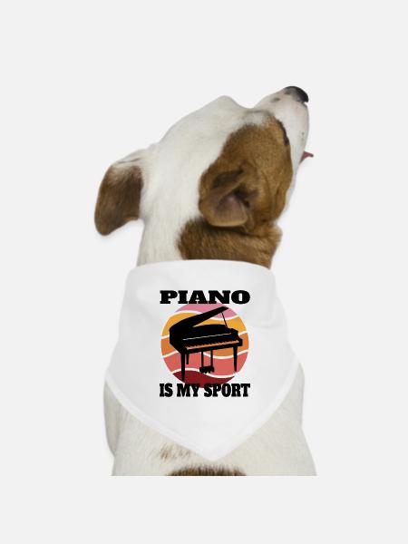 Pianist Klavierspieler Geschenk Klavier Piano - Hunde-Bandana Dreieckstuch - Weiß