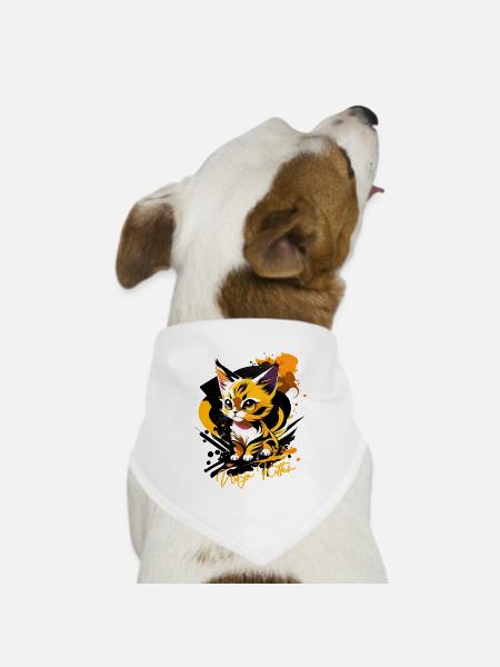 Kätzchen, ninja kitten - Hunde-Bandana Dreieckstuch - Weiß