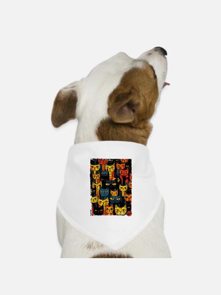 Versammlung der künstlerischen Straßenkatzen - Hunde-Bandana Dreieckstuch - Weiß