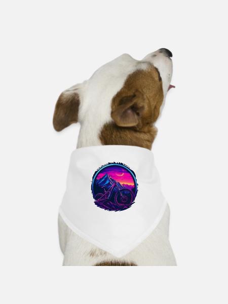 Mountainbike Retrowave - Hunde-Bandana Dreieckstuch - Weiß
