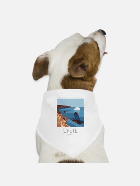 Kreta Griechenland Souvenir: Mediterranes - Hunde-Bandana Dreieckstuch - Weiß